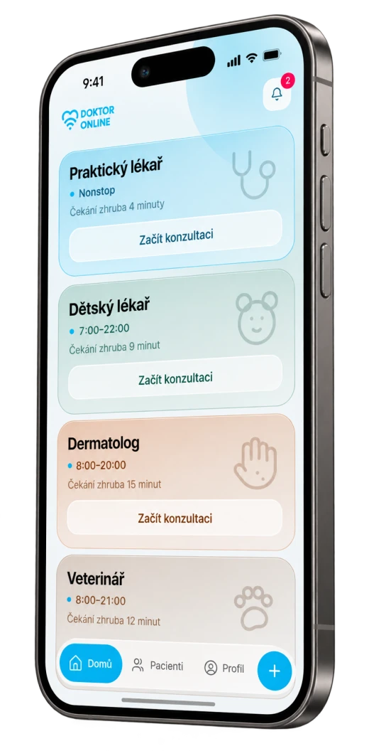 Výběr odbornosti v aplikaci Doktor online